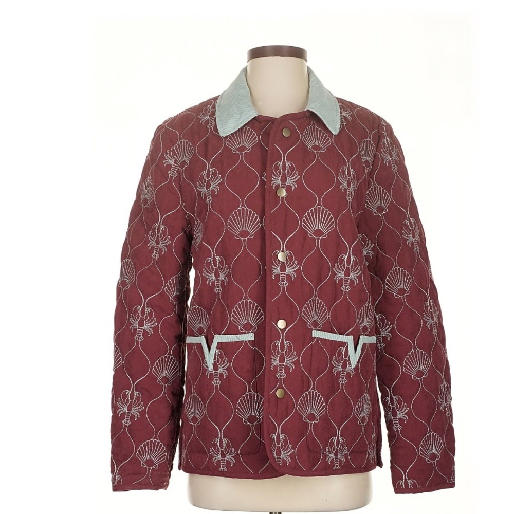 $318 XXS (BOXY FIT) Tombolo 'Clambake" Lobster Quilt Coat Jacket